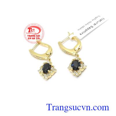 Hoa tai vàng tây đá quý thiên nhiên tinh tế, sang trọng và quý phái