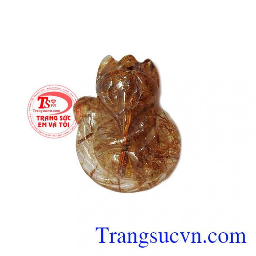 Mặt dây hồ ly thạch anh tóc nâu