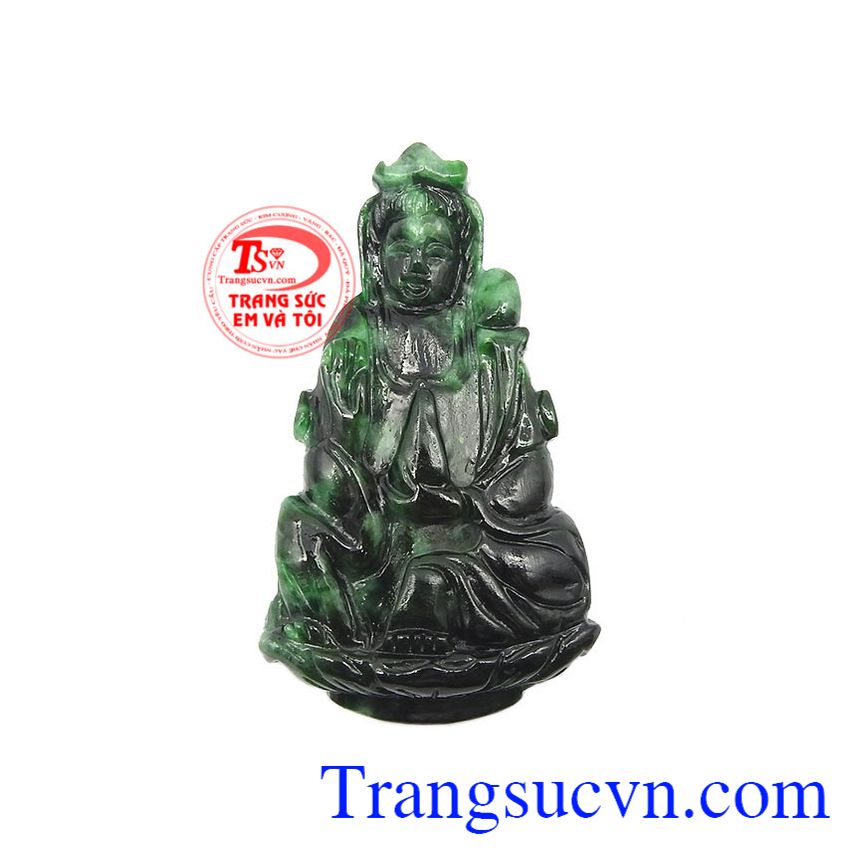Mặt Jadeite Phật quan âm an lành được chế tác đẹp và tinh tế từ ngọc cẩm thạch thiên nhiên chuẩn chất lượng