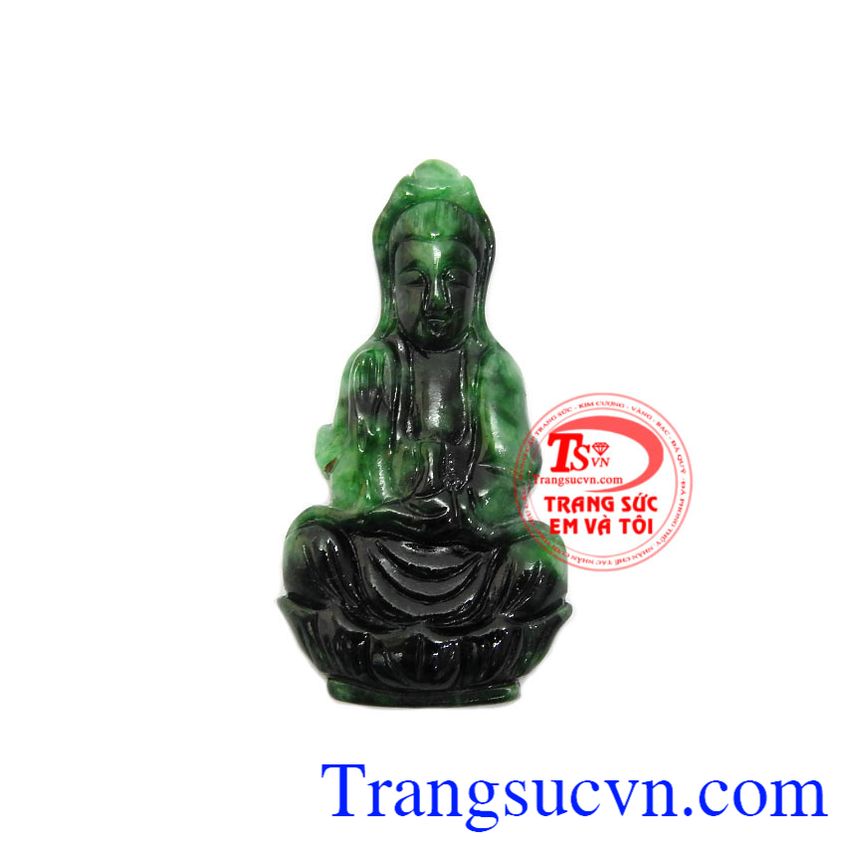 Phật quan âm Jadeite đẹp được chế tác từ ngọc cẩm thạch thiên nhiên, có giấy kiểm định