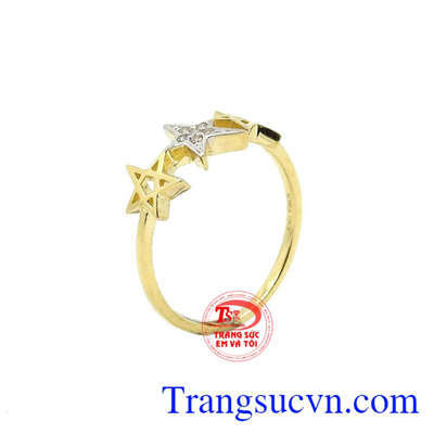 Nhẫn nữ ngôi sao tỏa sáng được chế tác từ vàng 10k nhập khẩu nguyên chiếc từ Korea