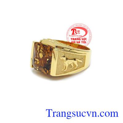Nhẫn nam thạch anh vàng tinh tế 18k, bảo hành 12 tháng, giao hàng nhanh trên toàn quốc