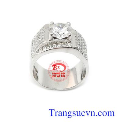Nhẫn nam vàng trắng 14k sang trọng phù hợp phong cách phái mạnh, mang lại cá tính mạnh mẽ, riêng biệt và đẳng cấp