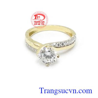 Nhẫn nữ vàng tây đính đá xinh xắn thời trang