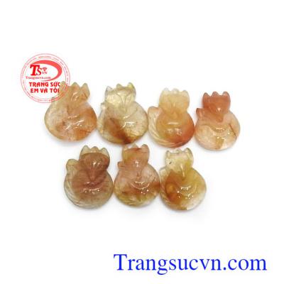 Hồ ly thạch anh tóc thiên nhiên chạm khắc tinh xảo, bền đẹp, sắc nét