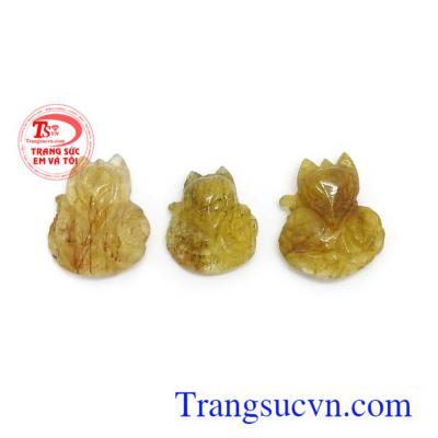 Hồ ly thạch anh tóc thiên nhiên chạm khắc đẹp, chất lượng cao