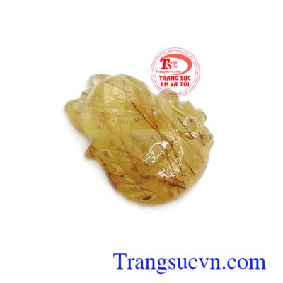 Mặt hồ ly thạch anh tóc thịnh vượng chạm khắc đẹp, chất lượng đá đảm bảo, thạch anh tóc thiên nhiên cao cấp