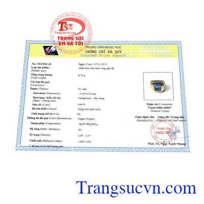Giấy kiểm định từ trung tâm ngọc học