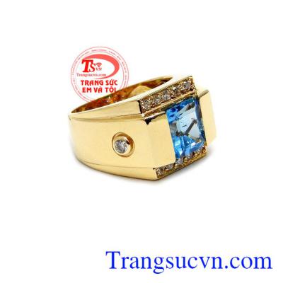 Nhẫn nam Topaz tài lộc 14k, giao hàng nhanh trên toàn quốc