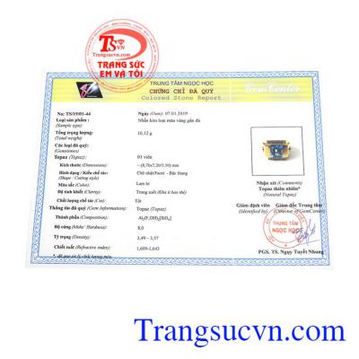 Giấy kiểm định từ trung tâm ngọc học