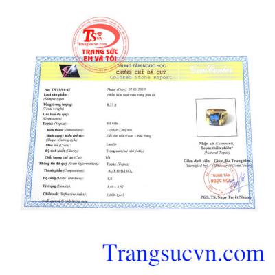 Giấy kiểm định từ trung tâm ngọc học