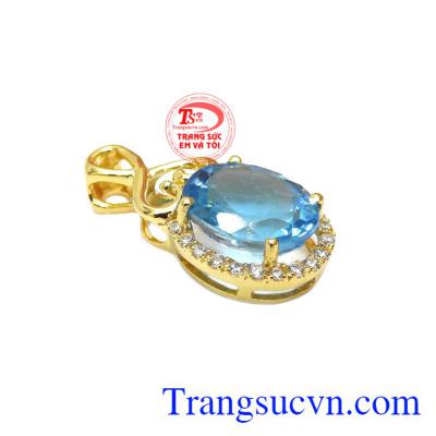 Mặt dây topaz đẹp được chế tác từ đá topaz thiên nhiên và vàng tây 14k bền đẹp.