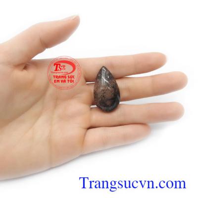 Mặt thạch anh tóc đen an nhiên hình giọt nước bền đẹp, chất lượng, màu sắc tươi sáng