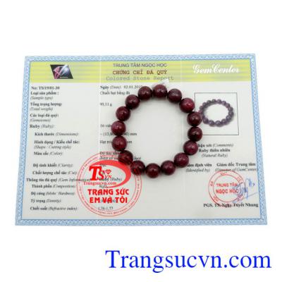 Chuỗi tay đã được kiểm định đá quý.