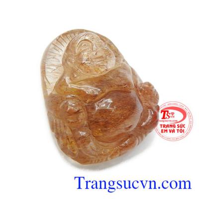 Phật di lặc chế tác từ đá thạch anh tóc vàng biểu trưng cho sự viên mãn, cân bằng cuộc sống bình yên