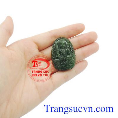 Mặt Phật bản mệnh Nephrite chạm khắc chất lượng.