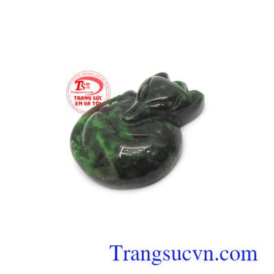 Mặt Hồ ly phỉ thúy may mắn phù hợp bọc vàng làm mặt dây chuyền, mặt nhẫn đeo đẹp, hợp phong thủy