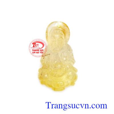 Mặt Phật bà thạch anh tóc phúc hậu chạm khắc tinh xảo, sắc nét, phù hợp làm mặt dây chuyền sang trọng, đẳng cấp