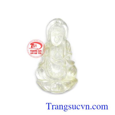 Mặt Phật bà thạch anh tóc bình an chạm khắc đẹp, chất lượng cao, phù hợp làm mặt dây chuyền thời trang và phong thủy