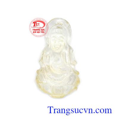 Mặt Phật bà thạch anh tóc thịnh vượng màu sắc đẹp, chạm khắc tinh xảo, thạch anh tóc thiên nhiên, mặt dây chuyền thạch anh tóc