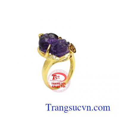 Nhẫn nữ tỳ hưu amethyst