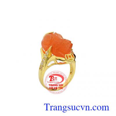 Nhẫn nữ tỳ hưu vàng đắc lộc là sản phẩm nhẫn nữ vàng tây 10k bọc vàng ôm sát tỳ hưu