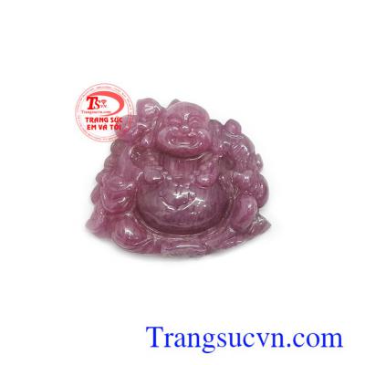 Mặt phật Di lặc ruby may mắn chạm khắc tinh xảo, sắc nét, chất lượng đá Ruby đảm bảo, có giấy kiểm định kèm theo