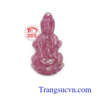 Mặt phật bà ruby cát khí bền đẹp, chất lượng, chạm khắc tinh xảo, sắc nét, phù hợp làm mặt dây chuyền đeo đẹp, sang trọng