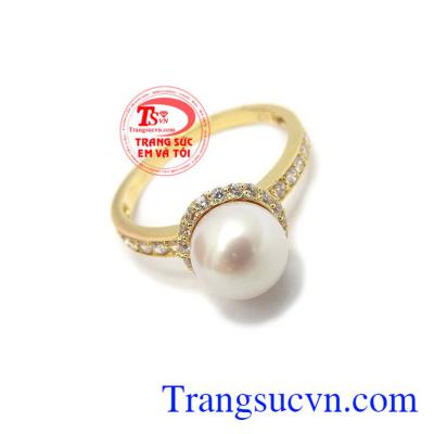 Nhẫn Ngọc Trai Phú Quý vàng 14k, bảo hành 12 tháng, giao hàng nhanh trên toàn quốc