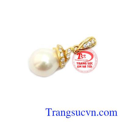 Mặt dây ngọc trai móc vàng 14k sáng bóng đảm bảo chất lượng hợp thời trang, sang trọng 