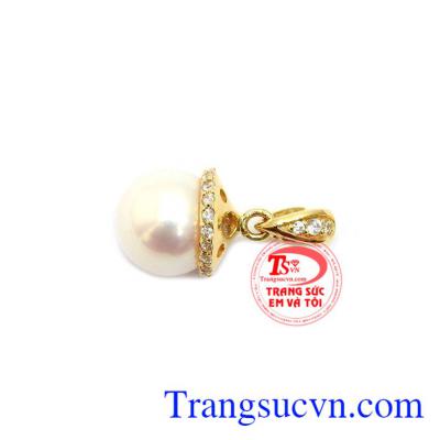 Mặt dây ngọc trai móc vàng 14k sáng bóng đảm bảo chất lượng hợp thời trang, sang trọng