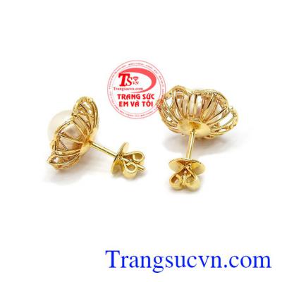 Hoa Tai Ngọc Trai San Hô 14k, bảo hành 12 tháng, giao hàng nhanh trên toàn quốc