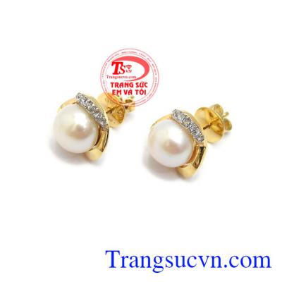 Hoa tai vàng tây dành cho nữ kiểu tinh tế, đeo hoa tai hợp thời trang