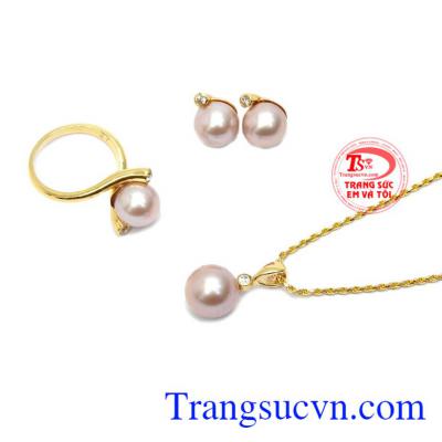 Bộ Trang Sức Ngọc Trai Hạnh Phúc