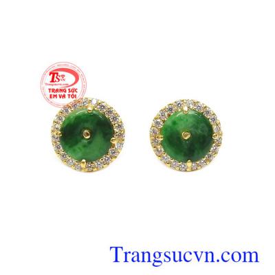 Hoa tai phỉ thúy thịnh vượng màu sắc đẹp, chất lượng cao, phù hợp thời trang và phong cách phái đẹp, hoa tai ngọc cẩm thạch thiên nhiên