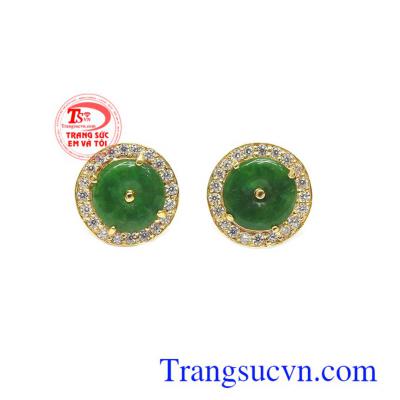 Hoa tai vàng Jadeite cát lộc