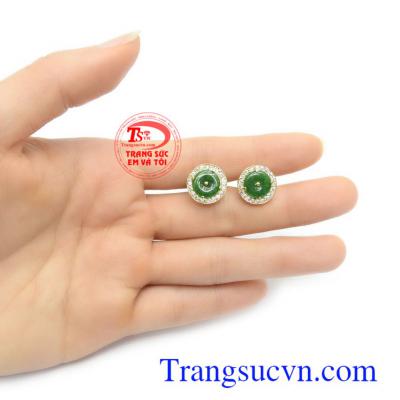 Hoa tai vàng Jadeite cát lộc bình an