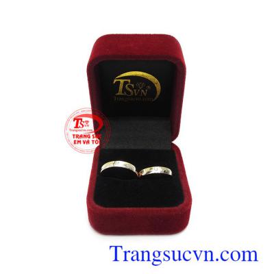 Nhẫn cưới vàng tây đính đá bền đẹp, chất lượng