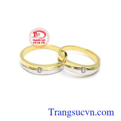 Nhẫn cưới vàng tình yêu son sắc vàng 18k chế tác công nghệ cao, đường nét tinh xảo, sang trọng và sắc nét