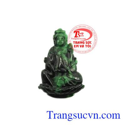 Mặt Phật Quan Âm cẩm thạch bác ái được chế tác tinh tế, từ ngọc cẩm thạch thiên nhiên.