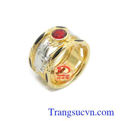 Nhẫn nam tuổi hợi bình an 10k chế tác tinh xảo, sắc nét, đeo hợp thời trang phái mạnh