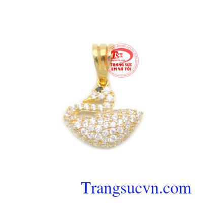 Mặt dây nữ thiên nga quý phái vàng 10k bền đẹp, chất lượng, chế tác công nghệ cao cấp