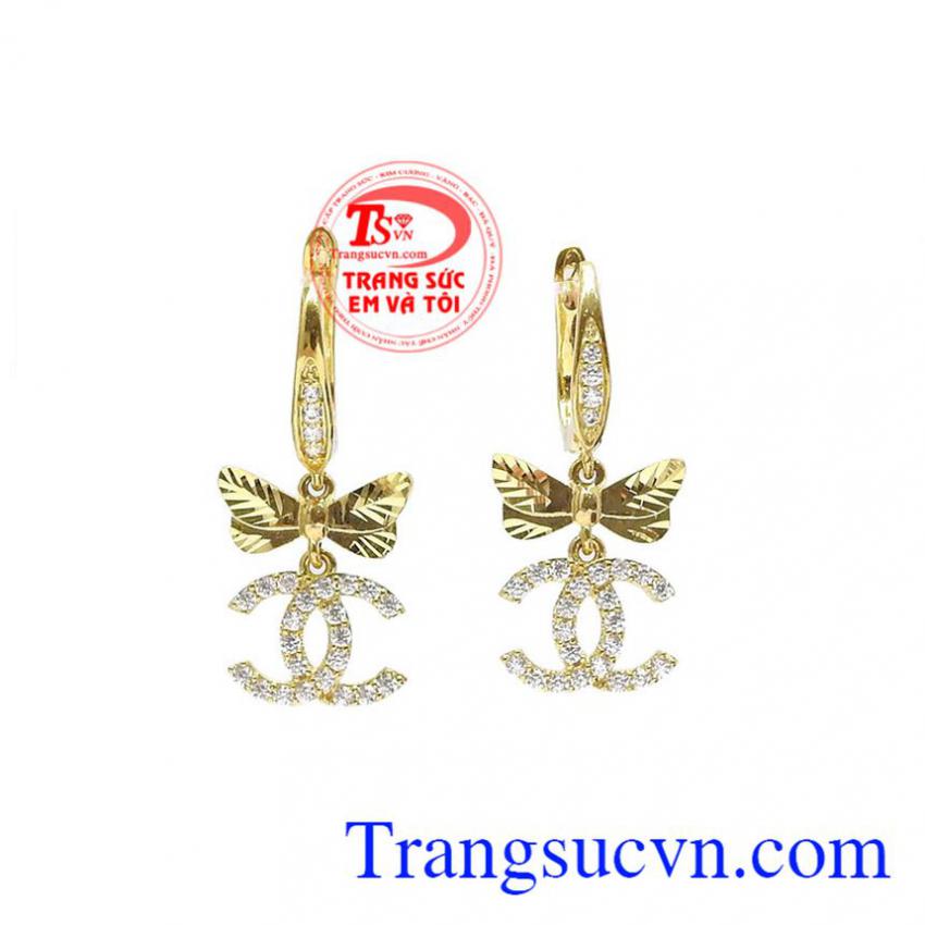 Hoa tai vàng chanel thời thượng