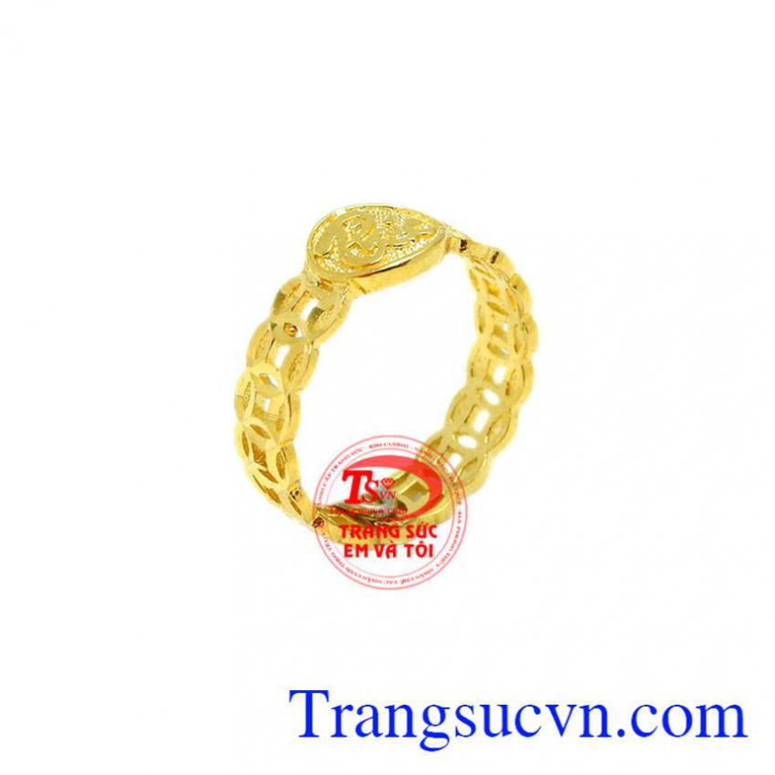 Nhẫn kim tiền mặt chữ phúc