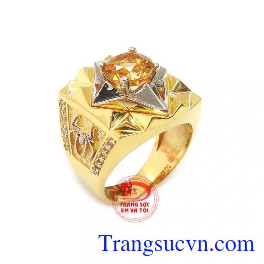 Nhẫn nam thạch anh vàng phúc lộc