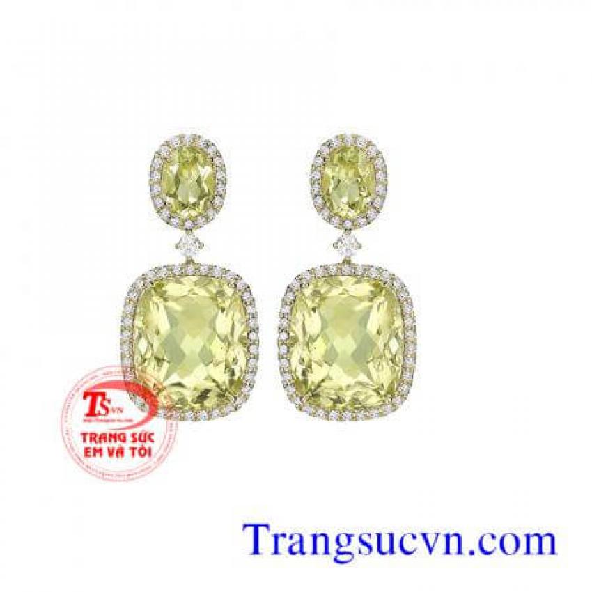 Hoa tai đá thạch anh vàng thiên nhiên