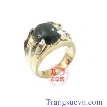 Nhẫn nam đá màu đen sapphire