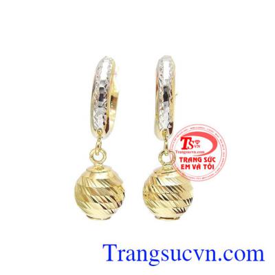 Hoa tai vàng ý tiểu thư được chế tác từ vàng 10k nhập khẩu nguyên chiếc từ Italy