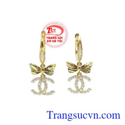 Hoa tai vàng chanel thời thượng