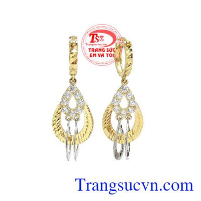 Hoa tai vàng công nương được chế tác từ vàng 10k theo công nghệ Italy